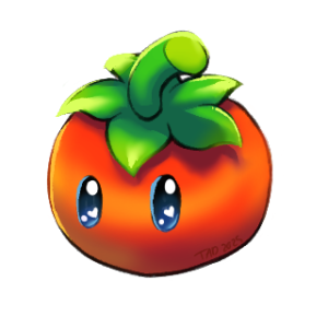 A little red tomato with cute puppy eyes.